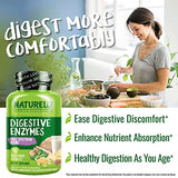 NATURELO Digestive Enzymes - Full Spectrum Support with a Broad Blend of 15 Enzymes Plus Ginger - 90 Vegan Capsules