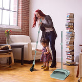 kelamayi 2023 Upgrade Broom and Dustpan Set, Large Size and Stiff Broom Dust pan with Long Handle, Upright,Ideal for Indoor Outdoor Garage Kitchen Room Office Lobby Use (Green)