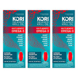 Kori Antarctic Krill Oil Omega-3 1200mg Supplement - Superior Absorption vs Fish Oil/EPA & DHA, Astaxanthin/Supports Heart, Brain, Joint, Eye, & Skin Health / 90 softgels