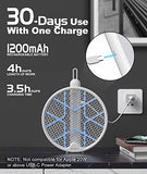 MOSQZAP Electric Fly Swatter, Foldable Bug Zapper Racket, 3,500Volt Mosquito Killer Electronic Fly Zapper w/Purple Light Attractant for Home Indoor Outdoor, Large Size, White