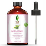 SVA Palmarosa Essential Oil- 118 ml (4 fl. oz.) 100% Pure, Natural & Premium Therapeutic Grade for Supple Skin, Nourished Hair, Aromatherapy & Massage