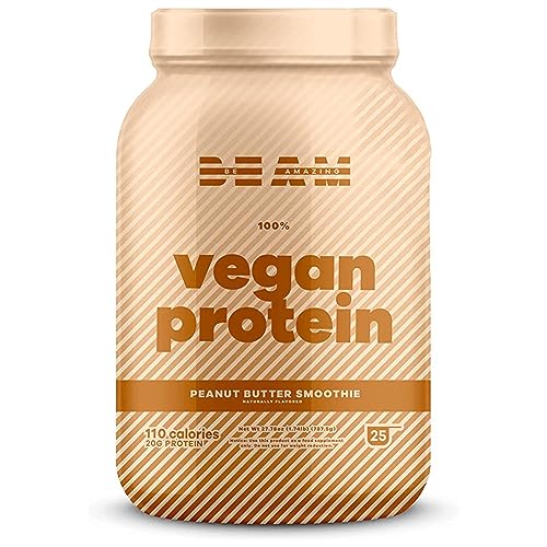 BEAM Be Amazing Vegan Protein Powder | 20g Plant-Based Protein with Prebiotics Fibers | Sugar-and-Gluten-Free Shake Mix, Low Carb Non-Dairy Smoothie | Peanut Butter Smoothie, 25 Servings