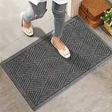 HIYARD Durable Front Door Mat, Absorbent Muddy Dirt Resist Welcome Door Mats Outdoor Indoor, Stain and Fade Resistant, Non-Slip Rubber Backing Low Profile Doormat for Entryway, 30×17, Grey