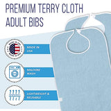 Wave 3 Pack Terry Cloth Bibs for Adults, Senior Citizens, Special Needs, and Hospice or Personal Care, Built-In Crumb Catcher and Clothing Protector, Washable and Reusable