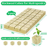 Legigo 1.2" Rockwool Grow Cubes Starter Plugs- Rockwool Stonewool Planting Cubes for Seed Starter Soilless Cultivation Hydroponics, Cuttings, Soilless Culture Plant Propagation(6 Sheet,216plugs Total)