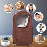 Portable Sauna Tent, Foldable One Person Full Body Spa for Detox Therapy Without Steamer- Brown