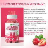 NOAVII Creatine Monohydrate Gummies 5000mg for Men & Women, Chewables Creatine Monohydrate for Muscle Strength, Muscle Builder, Energy Boost, Pre-Workout Supplement(90 Count)-Strawberries