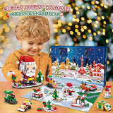 HOGOKIDS Christmas Advent Calendar Building Set - 2023 Countdown Playset 24 Collectible Surprises for Kids Christmas Toys Includes Santa Claus Tree Train House Blocks Boys Girls 6-12+ Year (1122 PCS)