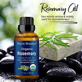 Nexon Botanics Organic Rosemary Essential Oil, 30 ml, Undiluted, USDA Certified Pure, Natural Therapeutic Grade, for Aromatherapy, Skin, Hair Care, Massage, Mood Uplift