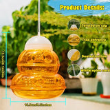 (Set of 3 Pcs) Wasp Trap Outdoor Hanging, Garden Yellow Jacket Trap for Outdoor, Bee Traps for Outside Reusable, Hornet Yellow Jacket Deterrent Trap Hanging (Orange)