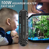 HiTauing Aquarium Heater, 100W Fish Tank Heater with LED Digital Display & 5 Safety Protection, Submersible Aquarium Heater with 2 Suction Cup and 5.9Ft Cord for 10-20 Gallon Fish Tank.