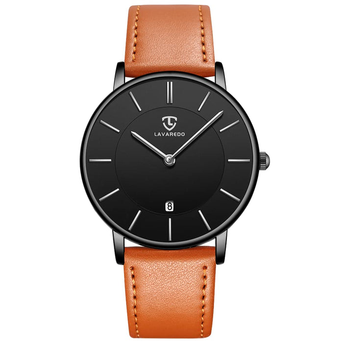 BEN NEVIS Watch, Mens Watch,Minimalist Fashion Simple Wrist Watch Analog Date with Leather Strap Orange Blue