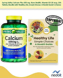 Spring Valley Calcium Plus 600 mg, Bone Health, Vitamin D3, 250 Tablets, Bundle with 'Healthy Life, Simple Choices: Guide' (2 Items)