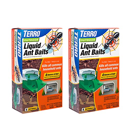 TERRO T1804SR Outdoor Ready-to-Use Liquid Ant Bait Killer and Trap - Kills Common Household Ants - 8 Bait Stations