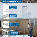 OUTPRIZE Snow Roof Rake, 4.8-20FT Aluminum Detachable Snow Rake for House Roof, 24" Blade with Wheels