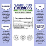 Elderberry with Zinc and Vitamin C for Adults - Immune Support Vitamins for Women and Men Natural Elderberries Black Sambucus Capsules - Immune Defense Multiminerals Supplement, Gluten-Free, 60 Ct