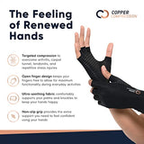 Copper Compression Arthritis Gloves | Fingerless Arthritis Carpal Tunnel Pain Relief Gloves For Men & Women | Hand Support Wrist Brace For Rheumatoid, Tendonitis, Swelling, Crocheting, Typing (L)