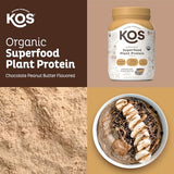 KOS Organic Plant Based Protein Powder, Chocolate Peanut Butter - Delicious Vegan Protein Powder Meal Replacement - Keto Friendly, Gluten Free, Dairy Free & Soy Free - 2.4 lbs, 28 Servings