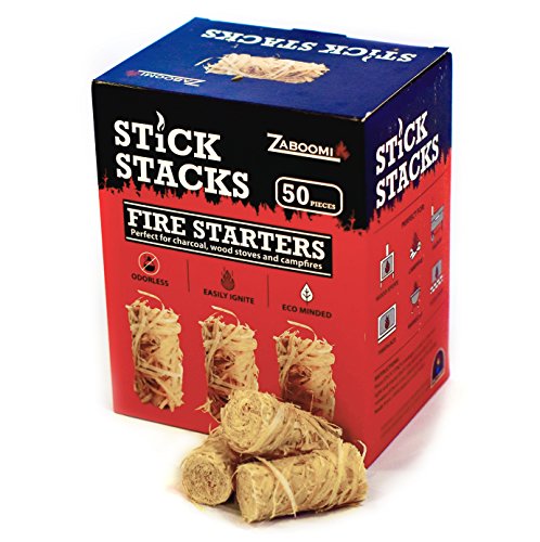 Fire and Charcoal Starters (50 Pieces) Perfect for Barbecue Grills, Big Green Egg, Kamados, Smokers, Wood Stove and Campfire