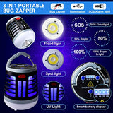 2 Pack 3 in 1 Bug Zapper USB Rechargeable Mosquito Killer Portable Waterproof Mosquito Repellent Outdoor Indoor LED Lantern Bug Zapper Camp Light SOS Emergency Light for Home, Backyard, Patio (Black)