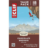 CLIF BAR - Chocolate Brownie Flavor - Made with Organic Oats - Non-GMO - Plant Based - Energy Bars - 2.4 oz. (18 Pack)