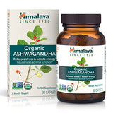 Himalaya Organic Ashwagandha, 90 Day Supply, Herbal Supplement for Stress Relief, Energy Support, Occasional Sleeplessness, USDA Certified Organic, Non-GMO, Vegan, Gluten Free, 670 mg, 90 Caplets