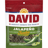 DAVID Roasted and Salted Jumbo Sunflower Seeds, Jalapeño, 5.25 Ounce (Pack of 12)