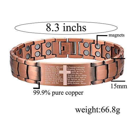 MagEnergy Men Copper Magnetic Bracelet Cross Bracelet