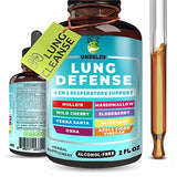 8 in 1 LUNG DEFENSE Herbal Extract, Blend (Mullein-Marshmallow-OSHA-Wild Cherry-Elderberry-Yerba Santa-Olive Leaf-ACV) Lung Cleanse, Respiratory & Immune system Support. Liquid supplement 2 OZ