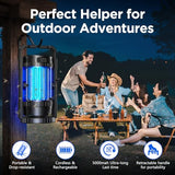 Evolpol Bug Zapper Outdoor Indoor, Mosquito Zapper with Large-Capacity 5000mAh Battery, 4 in 1 Insect Fly Zapper with Powerful Spotlights, Rechargeable & Cordless for Camping, Fishing, Patio, Home