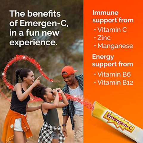 Emergen-C Kidz Crystals, On-The-Go Immune Support Supplement with Vitamin C, B Vitamins, Zinc and Manganese, Sparkly Strawberry - 56 Stick Packs