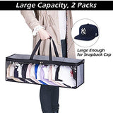 KIMBORA 2 PCS Wide Hat Storage for Baseball Caps Organizer with 2 Sturdy Handles Hat Racks Holder Grey Capbox Stackable for Home Travel