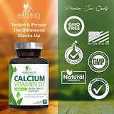 Calcium 1200 mg Plus Vitamin D3, Bone Health & Immune Support - Nature's Calcium Supplement with Extra Strength Vitamin D for Extra Strength Carbonate Absorption Dietary Supplement - 180 Tablets