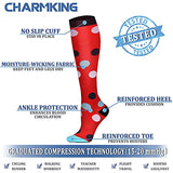 CHARMKING Compression Socks for Women & Men (8 Pairs) 15-20 mmHg Graduated Copper Support Socks are Best for Pregnant, Nurses - Boost Performance, Circulation, Knee High & Wide Calf (L/XL, Multi 09)