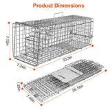 KOCASO Live Animal Trap Cage, Foldable Heavy Duty Humane Rat Trap for Indoor and Outdoor, Large Metal Mouse Trap for Squirrel Gopher Chipmunk Mice Raccoon, Easy to Catch and Release 23"x7"x8"