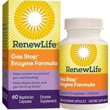 Renew Life Adult Plant-Based Enzyme Supplement - Gas Stop Enzyme Formula, Dariy Free - 60 Vegetarian Capsules