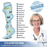 CHARMKING Compression Socks for Women & Men (8 Pairs) 15-20 mmHg Graduated Copper Support Socks are Best for Pregnant, Nurses - Boost Performance, Circulation, Knee High & Wide Calf (S/M, Multi 54)