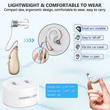 DROWELL EAR Hearing Aids, Rechargeable Hearing Aid for Seniors & Adults with Noise Cancelling, Behind-The-Ear OTC Hearing Amplifier Personal Sound Amplification Devices with Portable Charging Base（Gold）