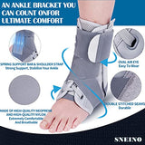 SNEINO Ankle Brace for Women & Men - Ankle Brace for Sprained Ankle, Adjustable Lace Up Ankle Brace for Running, Basketball, Volleyball, Ankle Support Brace for Sprain, Injury Recovery, Grey-Medium