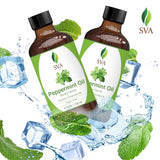 SVA Peppermint Oil 4oz (118 ml) Premium Essential Oil with Dropper for Diffuser, Aromatherapy, Skin Care, Hair Care & Massage