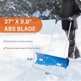 Booroh Wide Snow Shovel with Wheels 37" x 9.8", Snow Plow with ABS Reversible Blade, Snow Pusher with 90° Adjustable Handle, Ideal Snow Removal Tool for Driveway, Walkway, Sidewalk, Deck