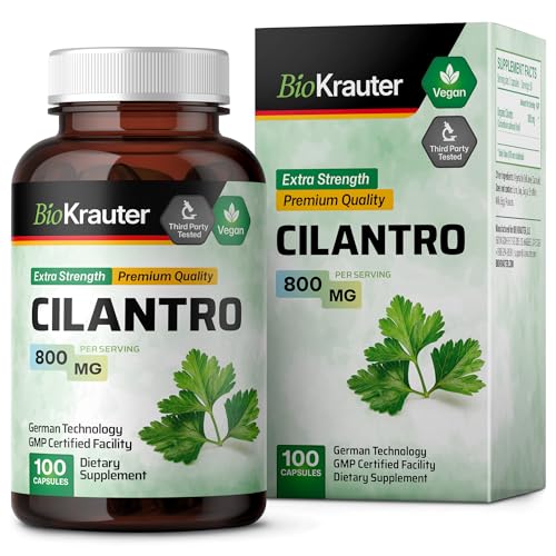 Cilantro Supplement - Organic Cilantro Capsules - Rich Source of Antioxidants - Natural Body Cleansing & Detox - Cilantro Powder 100 Vegan Pills