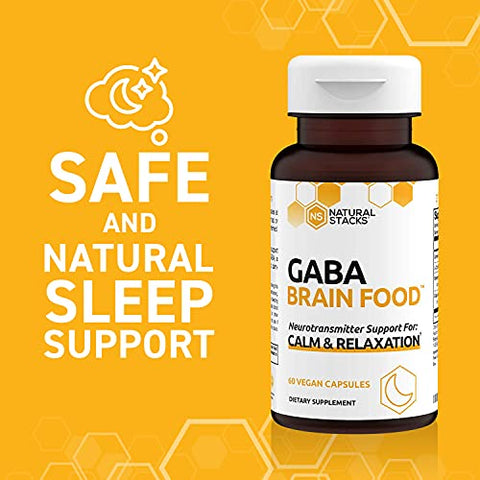 NATURAL STACKS GABA Supplement w/L-Citrulline & Grape Seed Extract - Deep Relaxation and Calm - Night Time Aid -Promotes Healthy Production of GABA (Gamma-Aminobutyric Acid) - 20 Servings (60ct)