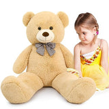 MaoGoLan Giant Big Teddy Bear 4 Feet 47 inch Life Size Tan Plush Bear Brown Stuffed Animal for Children Boyfriend