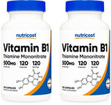 Nutricost Vitamin B1 (Thiamin) 500mg, 120 Capsules (2 Bottles)