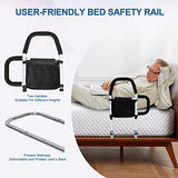 HEPO Bed Rails for Elderly Adults with Storage Pocket, Bed Assist Rail with Dual Grab Bars for Easily Getting in & Out of Bed, Bed Rail Fits King, Queen, Full, Twin Bed, Support Up to 300lbs
