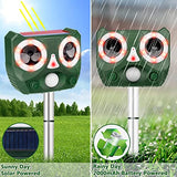 Solar Powered Animal Repellent, Ultrasonic Animal Repeller Waterproof Bird Deterrent Outdoor Cat Repellent, Squirrels Deterrent wirh Motion Sensor for Deer, Fox, Rabbits, Raccoons, Rats, Wild Pigs