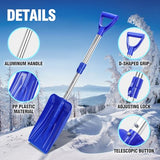 GEAVESS Kids Snow Shovel with Adjustable D-Grip Handle, Portable Lightweight Snow Shovel for Kids, Detachable Plastic Kids Shovels for Garden Outdoor Home Yard Activities (Blue and Red,2 Pack)