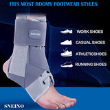 SNEINO Ankle Brace for Women & Men - Ankle Brace for Sprained Ankle, Adjustable Lace Up Ankle Brace for Running, Basketball, Volleyball, Ankle Support Brace for Sprain, Injury Recovery, Grey-Medium