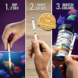 Freshwater Aquarium Test Strips 6 in 1 - Fish Tank Test Kit for Testing pH Nitrite Nitrate Chlorine General & Carbonate Hardness (GH & KH) - Easy to Read Wide Strips & Full Water Testing Guide, 200 Ct